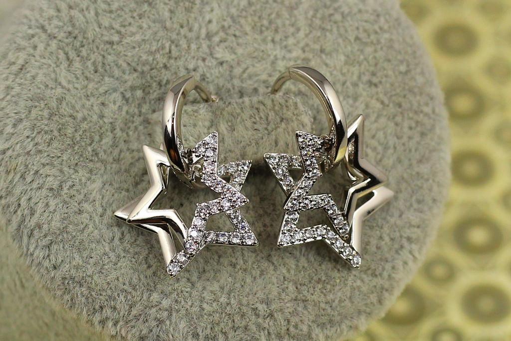 Серьги Xuping Jewelry две звезды 2,3 см Серебристый (1977361257)