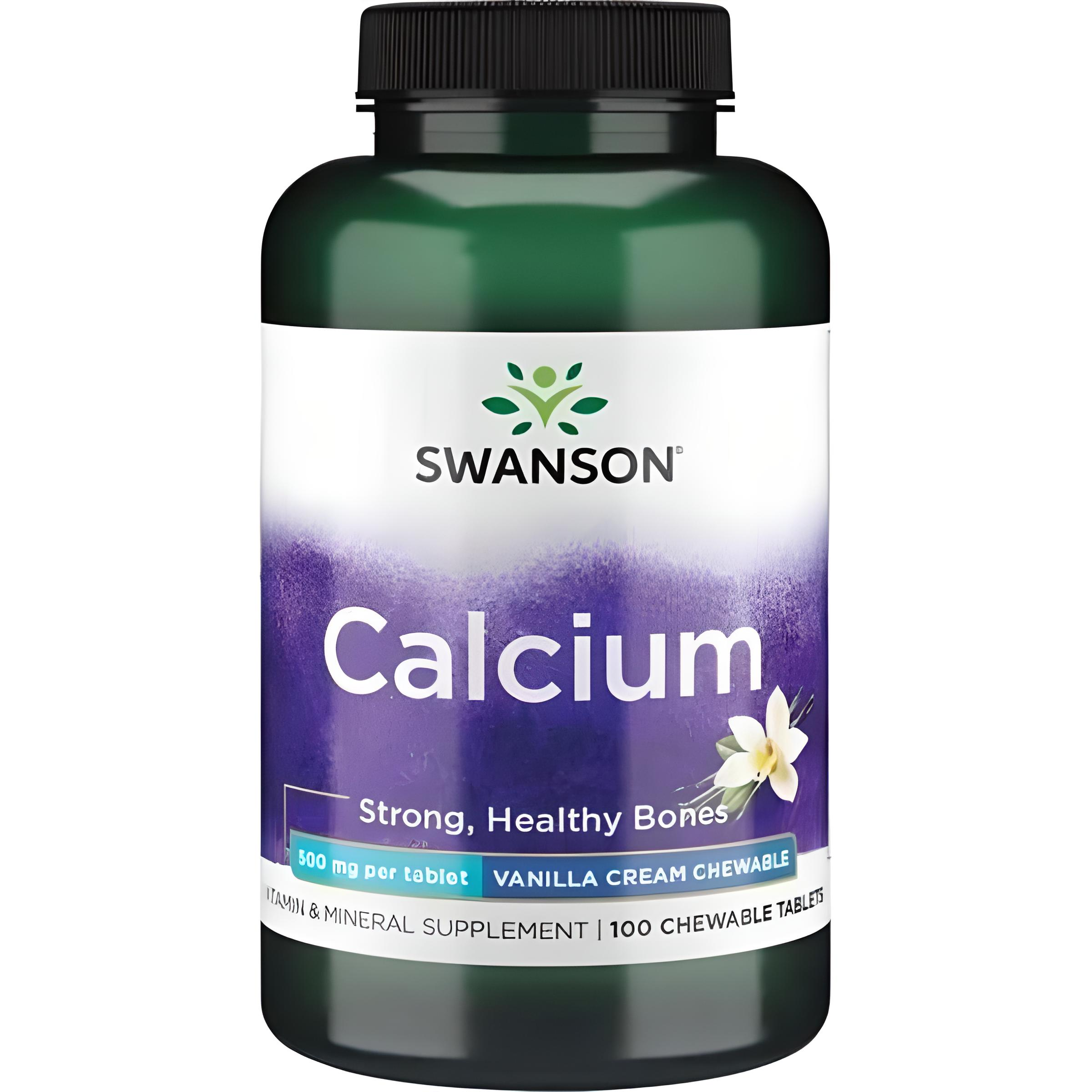 Микроэлемент Кальций Swanson Premium Calcium 500 мг 100 Chewables Vanilla Cream