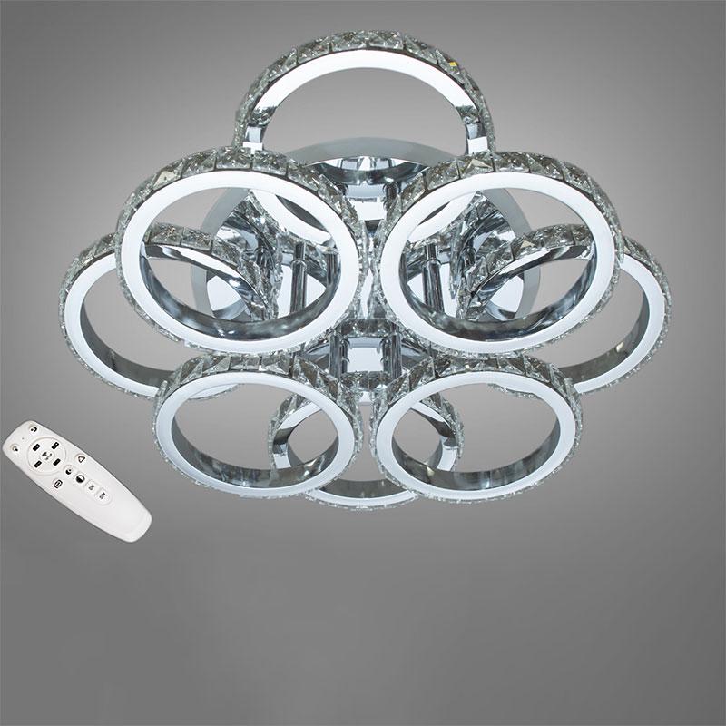 Стельова люстра LED з диммером та підсвічуванням DS-18005/4+4HR LED 3color dimmer 120W Хром