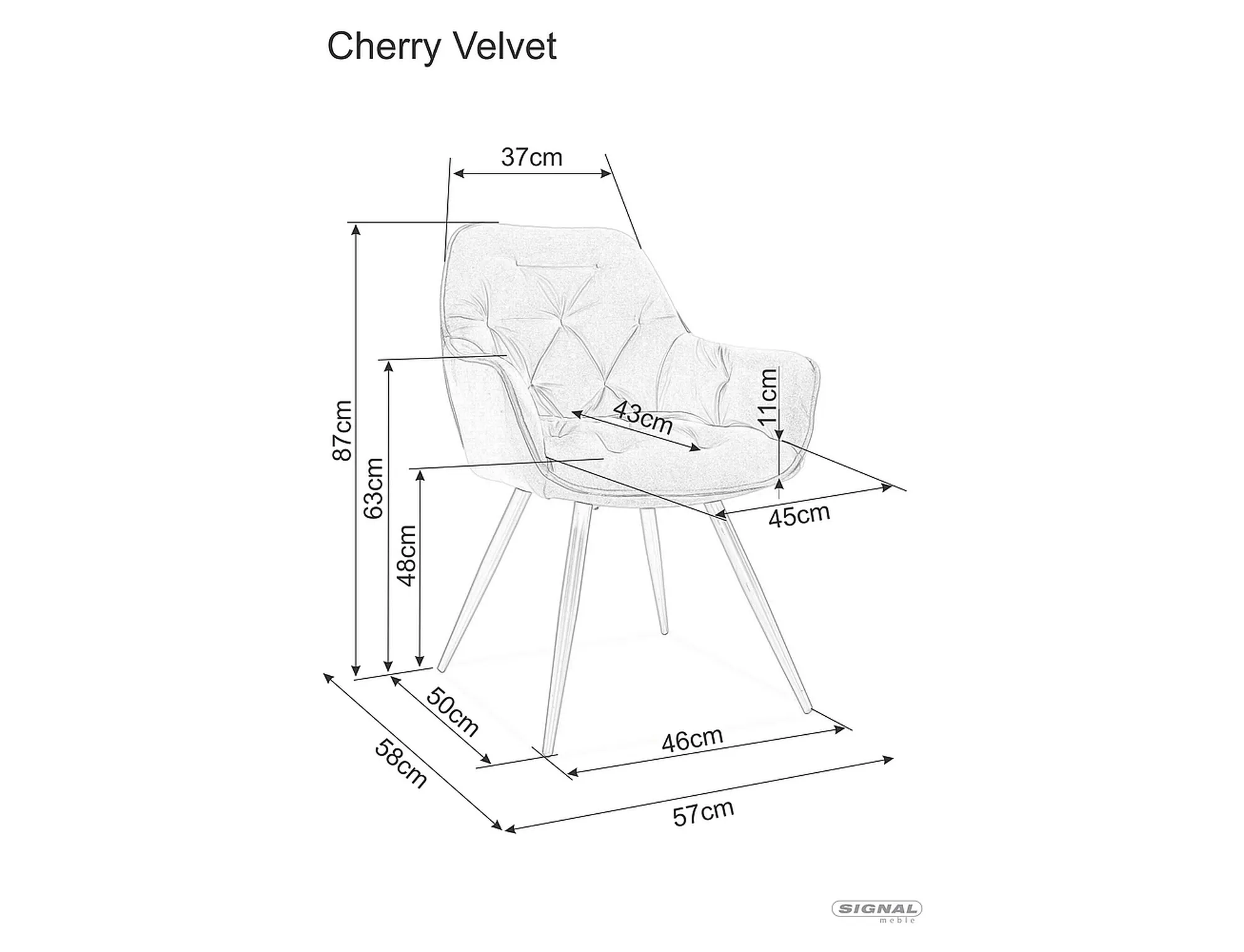 Стілець кухонний Signal CHERRY синтетична шкіра Чорний (12448227) - фото 6