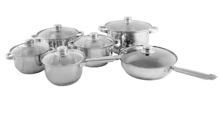 Набір кухонного посуду з нержавіючої сталі Edenberg 12 пр. з індукційним дном (EB-3735)