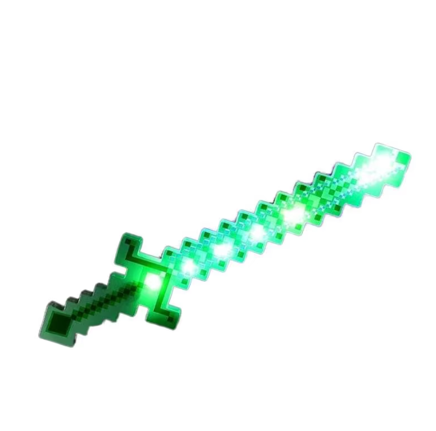 Меч световой Minecraft Diamond 55х14 см пиксельный дизайн LED со звуком Зеленый (DM-5514-G)