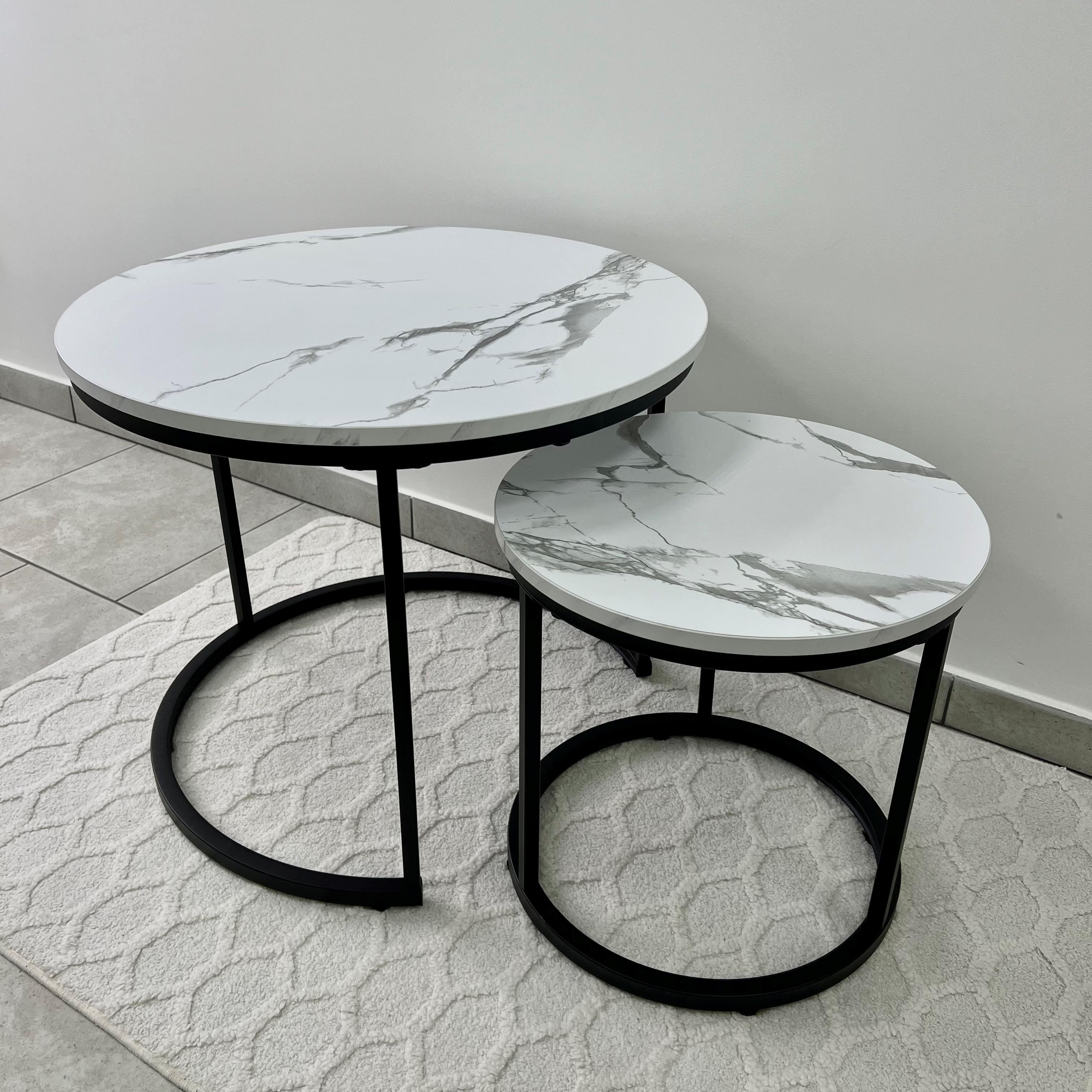 Комплект журнальных столиков LUMINARIA TWIN 2шт. Белый мрамор (29668978) - фото 2