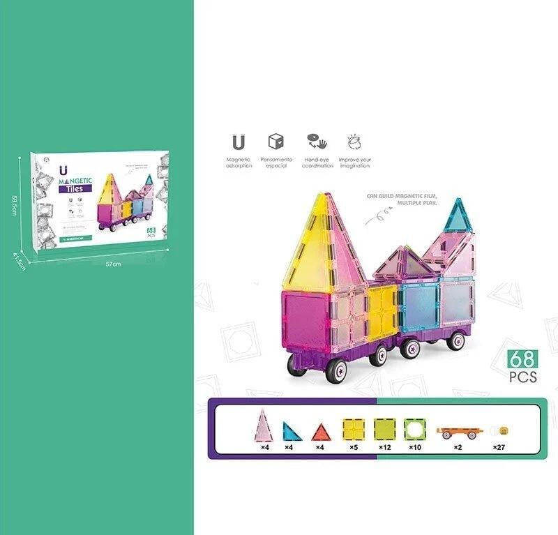 Конструктор магнітний Будинок на колесах 68 деталей Multicolor (160362) - фото 2