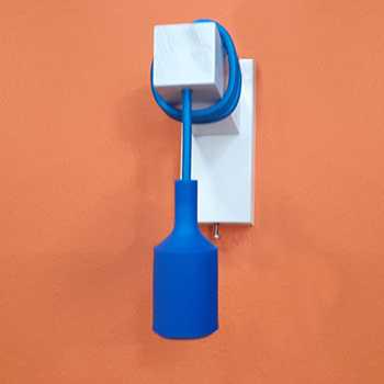 Бра в скандинавском стиле Colors с силиконовым патроном и деревянной планкой Синий - фото 2