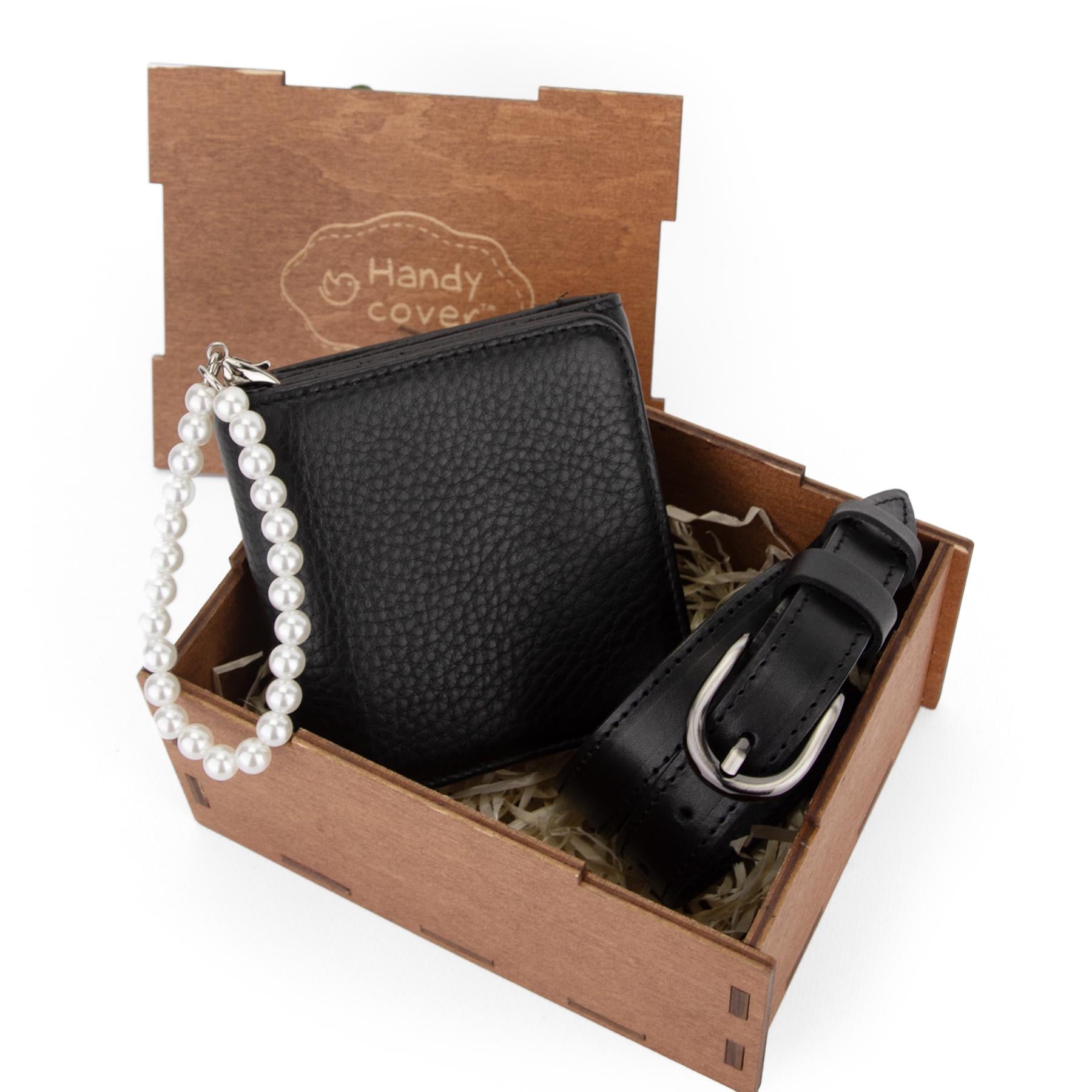 Подарочный набор женский №107 кошелек и ремень в коробке Черный (2904244664)
