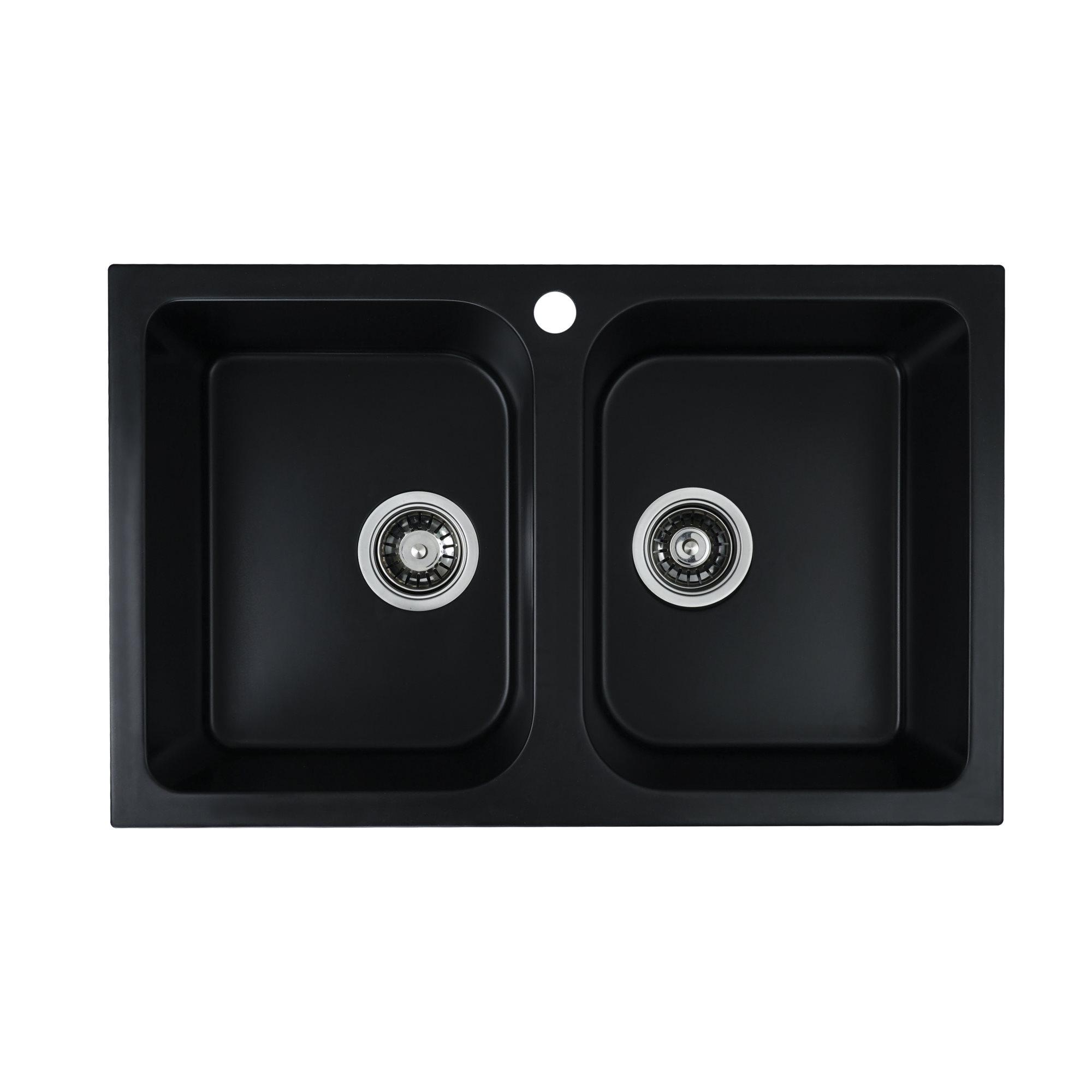 Мойка для кухни гранитная Platinum 7648W TWIN глянцевая Черный