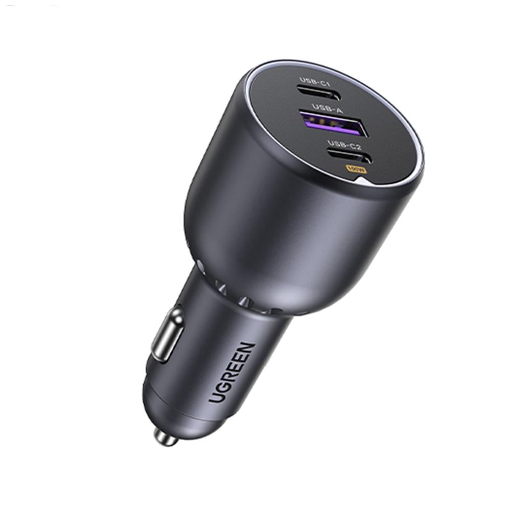 Зарядний пристрій автомобільний UGREEN 130 Вт Type-C/Type-C/USB PD3.0/QC4.0/PPS швидка зарядка Сірий (35025)