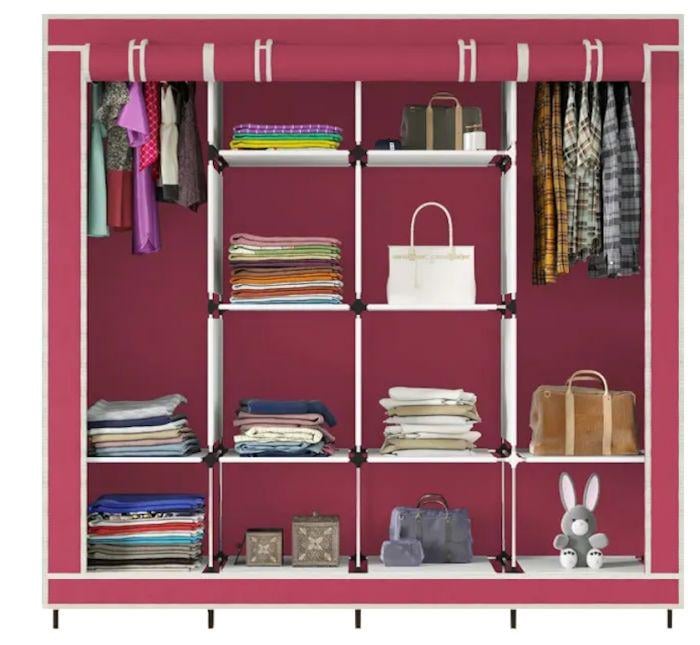 Шафа для одягу універсальна Storage Wardrobe 28170 каркасна складна на 4 секції Бордовий (N-1) - фото 3 Шафа для одягу універсальна Storage Wardrobe 28170 каркасна складна на 4 секції Бордовий (N-1) - фото 3
