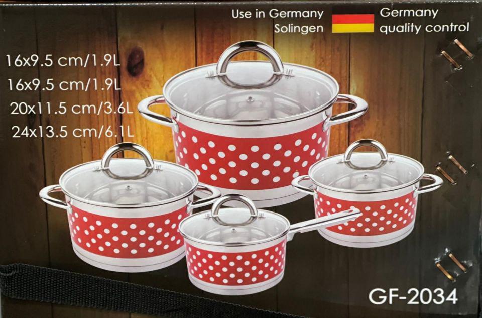 Набір каструль з кришками German Family GF-2034 нержавіюча сталь 8 пр. (GF-2034) - фото 7 Набір каструль з кришками German Family GF-2034 нержавіюча сталь 8 пр. (GF-2034) - фото 7