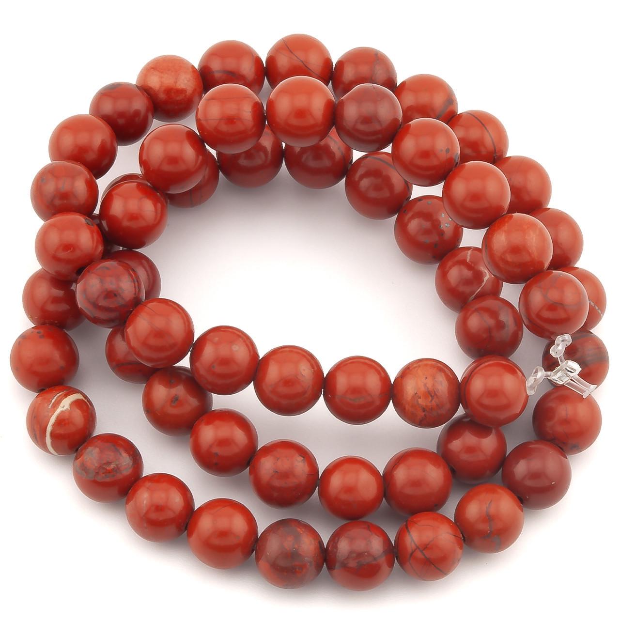 Намистини Яшма Кровавик з натурального каменю 4 мм 37 см 1 шт. (НК0470ш87)