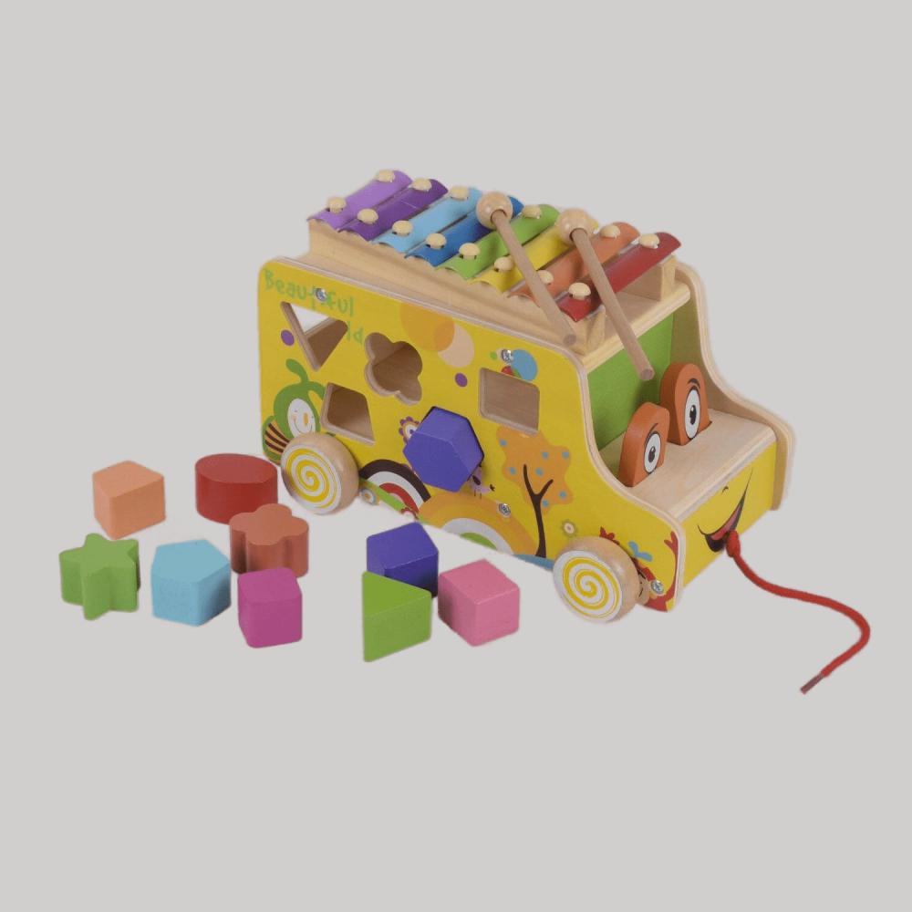Игра логическая Машина Xylophon Trolley деревянная Multicolor (93823)