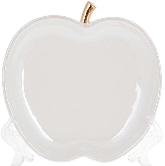 Набор блюд Яблоко 13,5х13,5х2 см фарфор 4 шт. белый перламутр с золотом (BD-FG2-343)