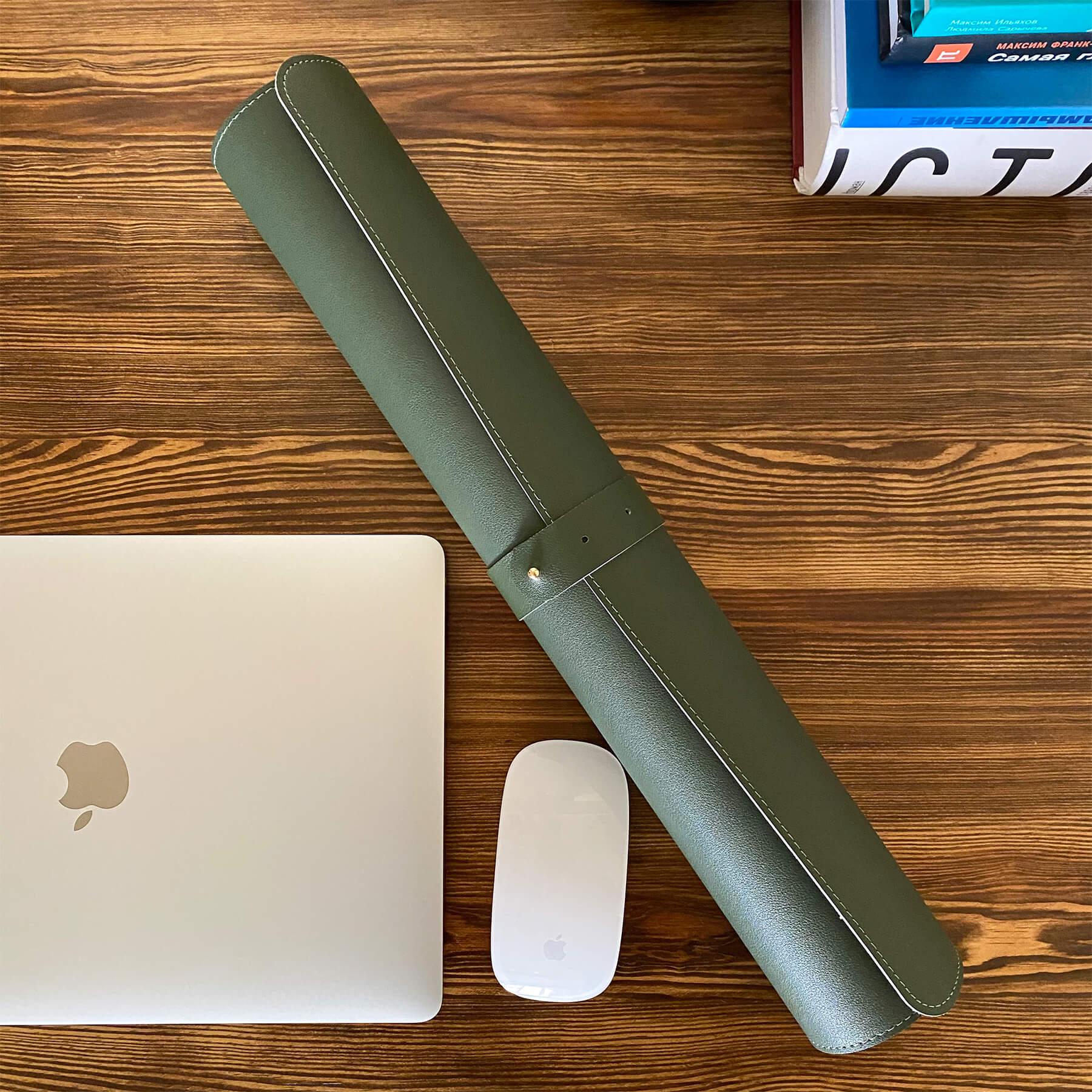 Настольное покрытие-бювар из эко-кожи 900х450х2 мм Серый/Зеленый - фото 4 Настольное покрытие-бювар из эко-кожи 900х450х2 мм Серый/Зеленый - фото 4