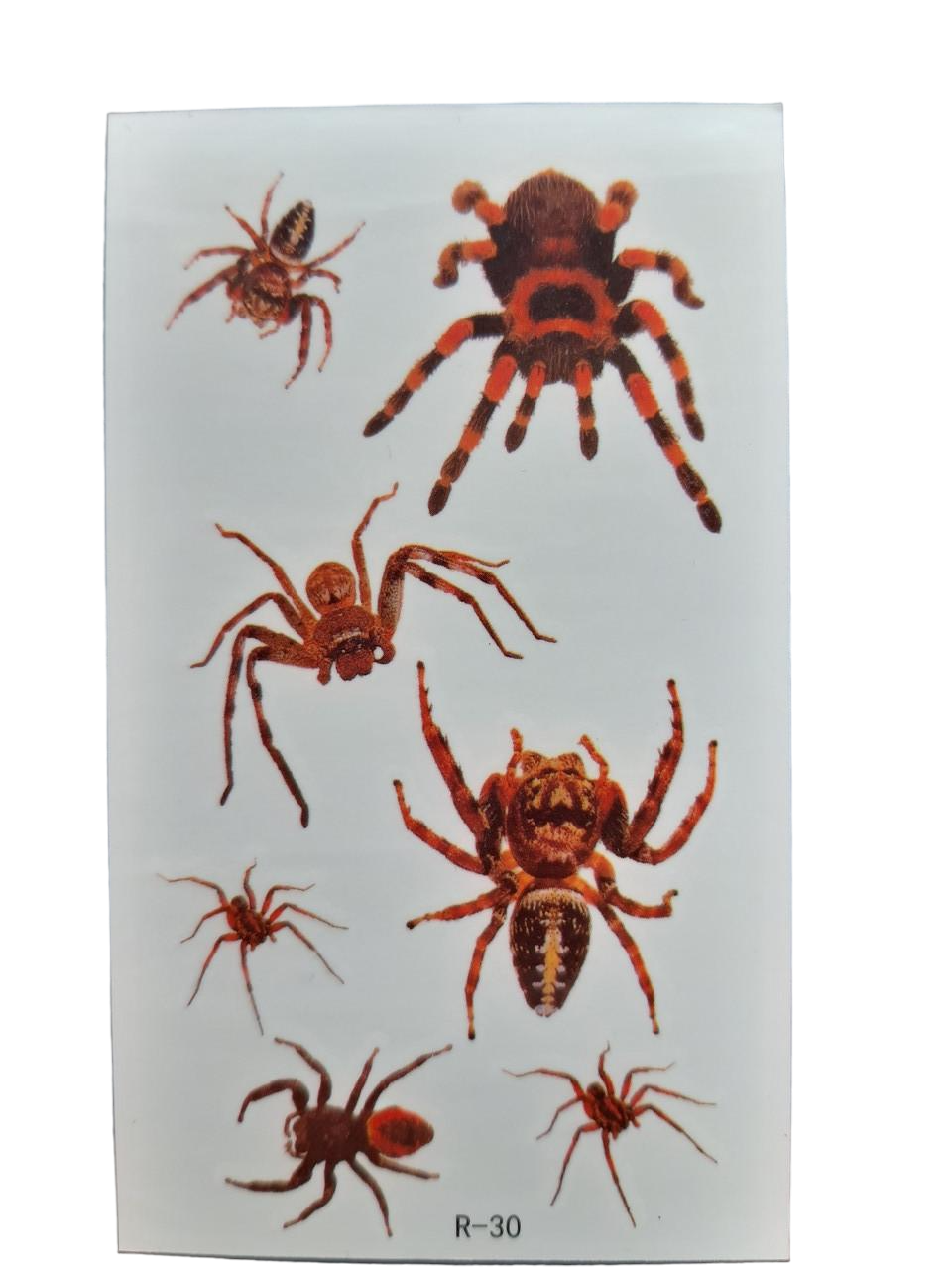 Тату временное Пауки 10х6 см Красный (R-30)