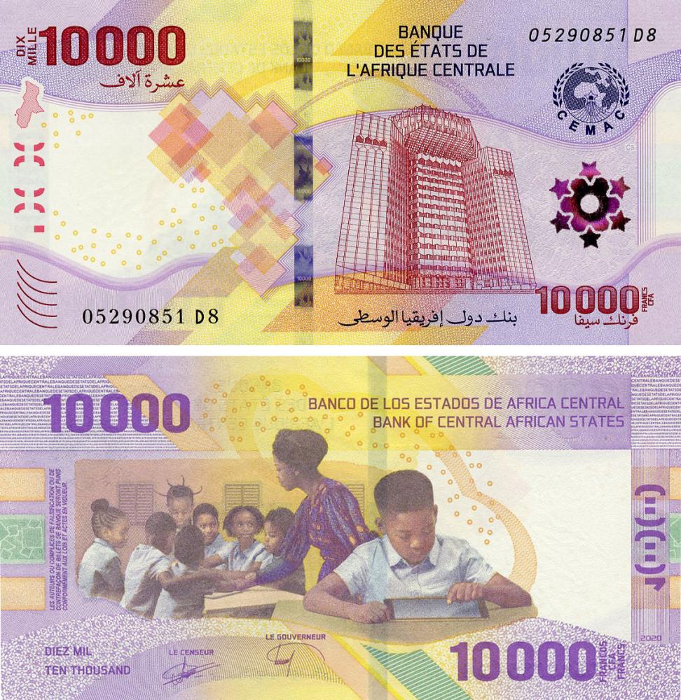 Коллекционная банкнота Центральная Африка 10000 франков 2020 2022 UNC (PW704)