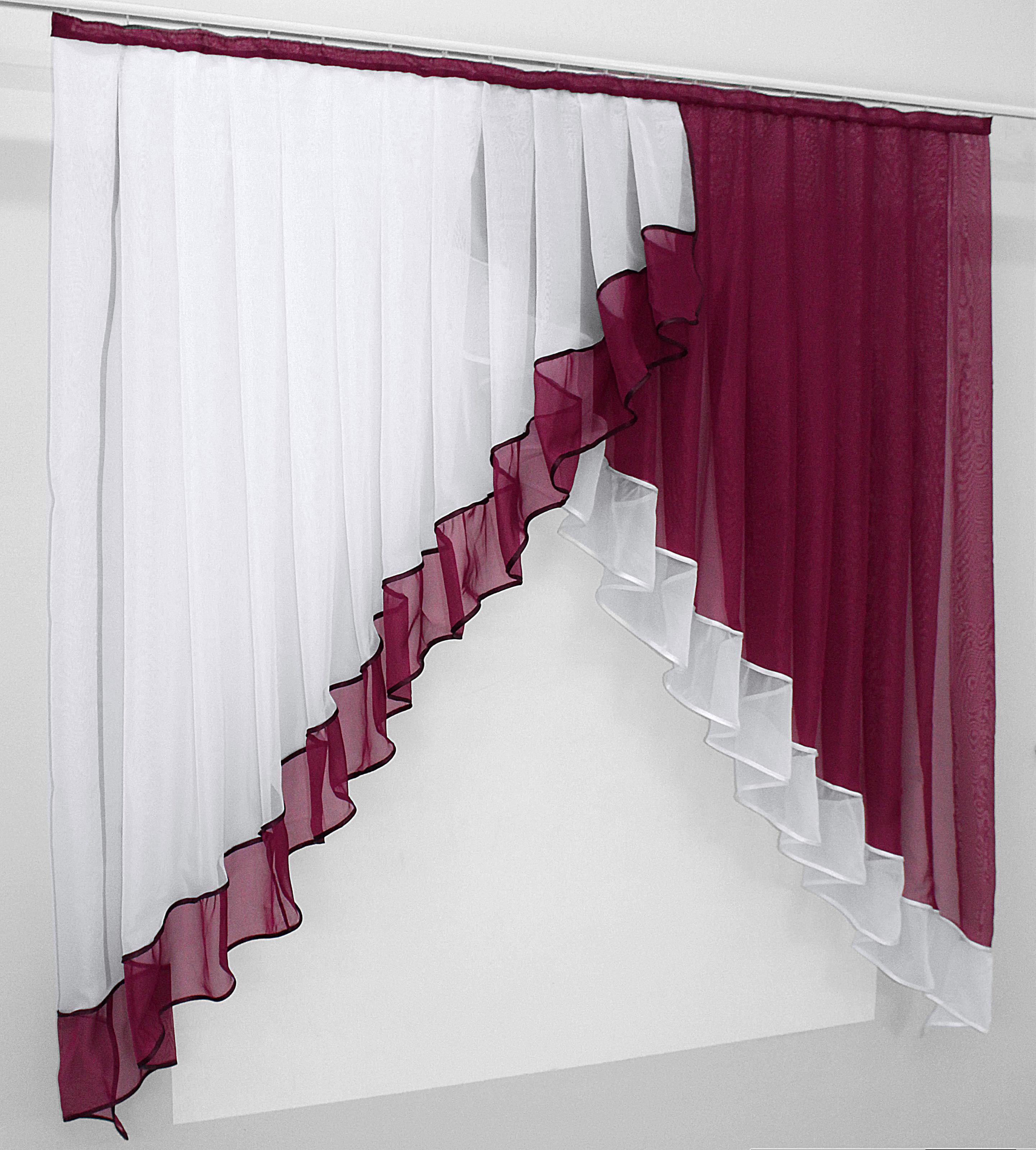 Фіранка кухонна VR-Textil № 023к 150х150 см Білий/Бордовий (50-525) - фото 2