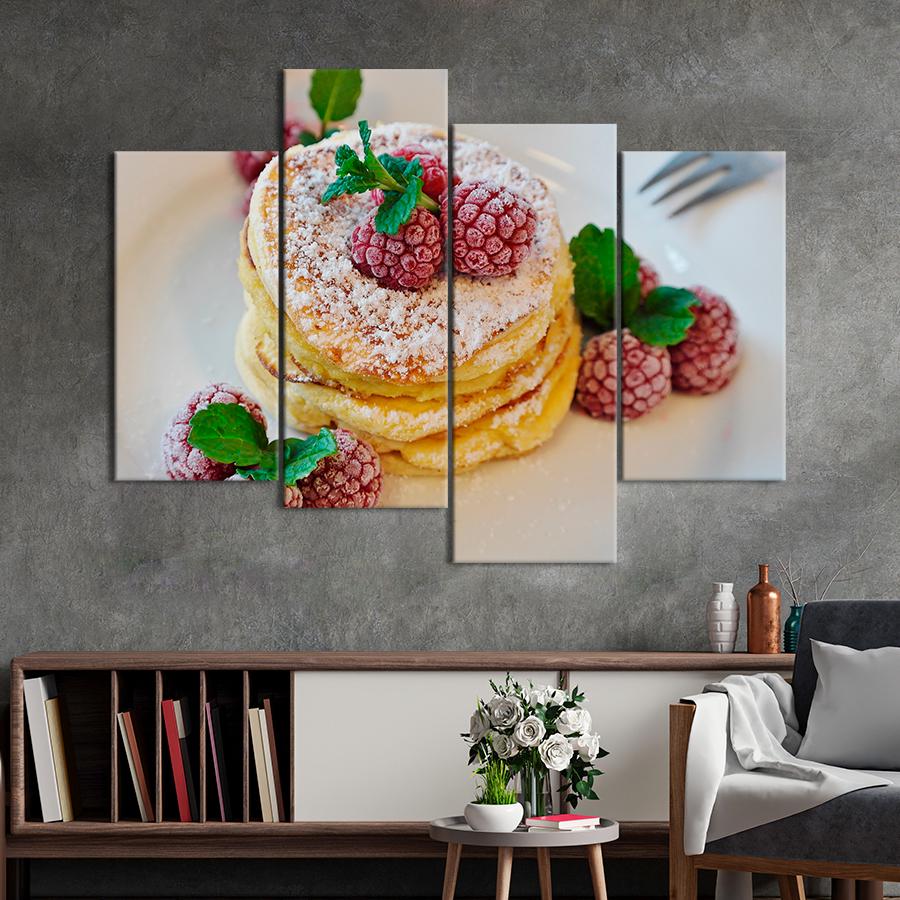 Настенний декор Панкейки украшенные малиной и мятой 89x56 см (A263-4)