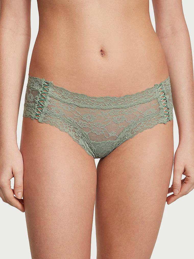 Трусики кружевные Victoria's Secret Lace Cheeky Panty Seasalt Green XS Зеленый (26833021)