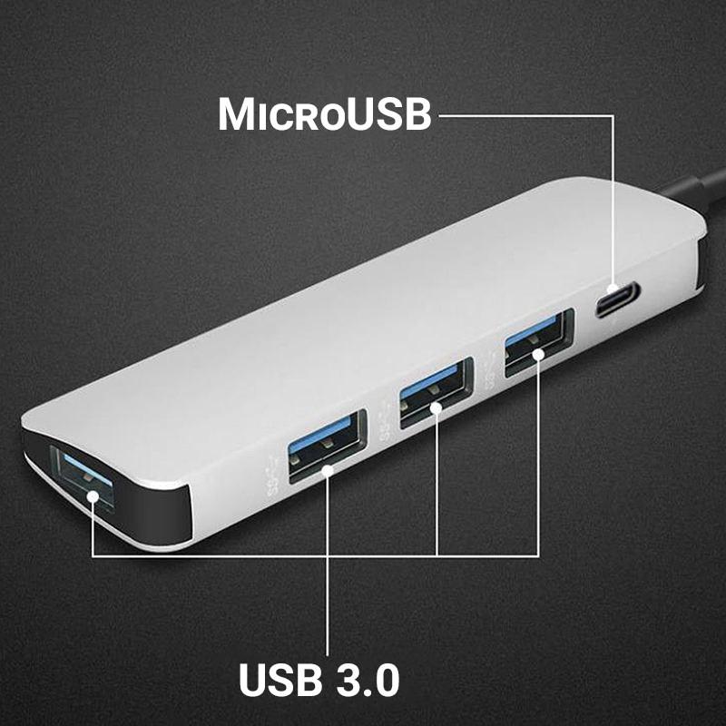 USB Type-C разветвитель/хаб Digital Lion MH-03 на 4 порта USB 3.0 + MicroUSB для ноутбука - фото 7