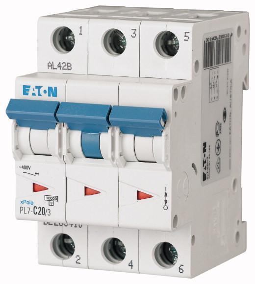 Автоматичний вимикач Eaton PL7-C20/3 характеристика-C 3P 20А (263410)