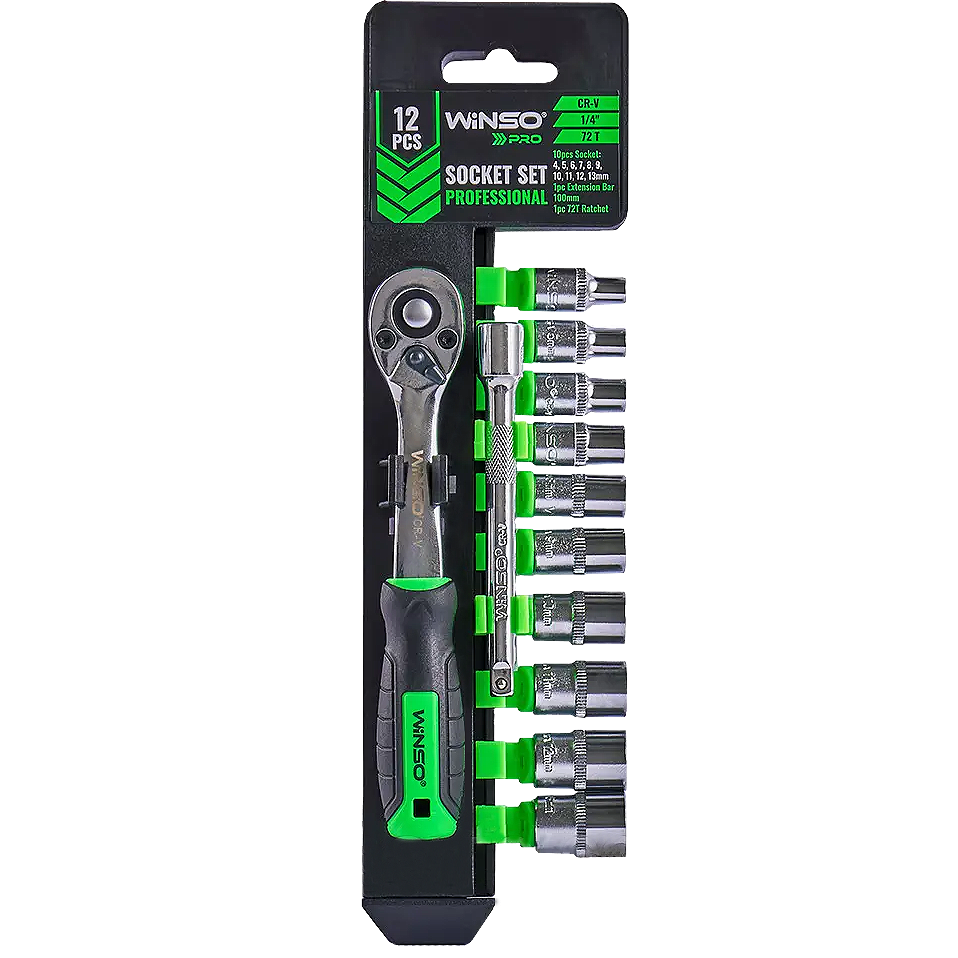Набір головок WINSO CrV 1/4" з тріскачкою 12 од. (904012)