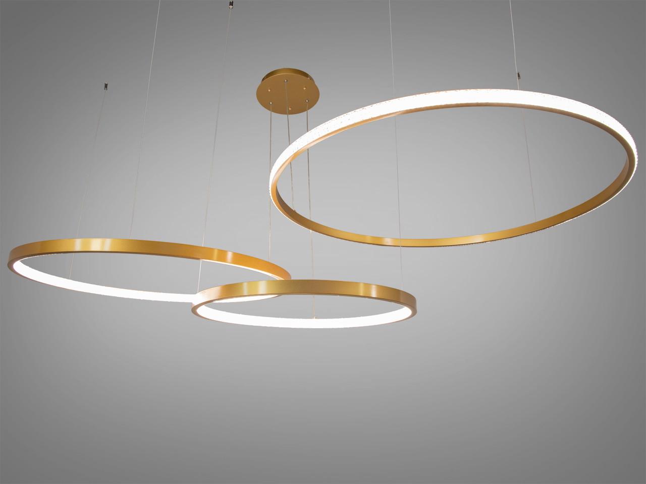 Люстра LED на тросах с пультом D2490-1000+800+600G-LS 165W на 23 м2 Золотой (2533028494)