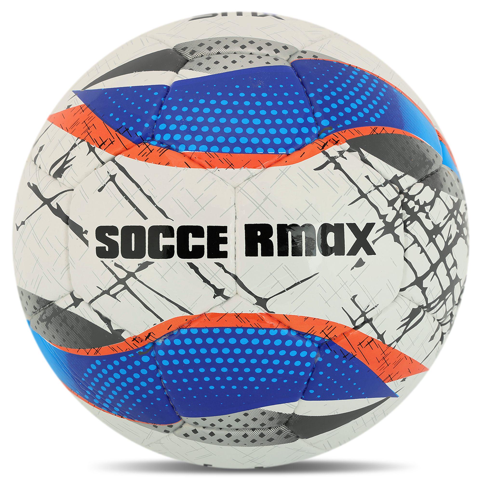 Мяч футбольный ламинированный SOCCERMAX FB-4212 сшит вручную PU №5 5 слоев (FB-4212_Белый-синий)