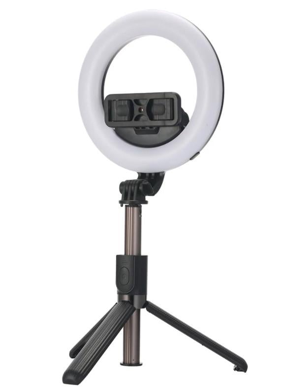 Лампа кольцевая Rias L07 LED Bluetooth 16 см Black (3_04556)