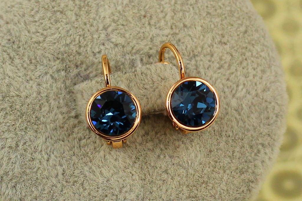 Серьги Xuping Jewelry Сваровская проза с синими камнями 1,5 см Золотистый (2588069317)