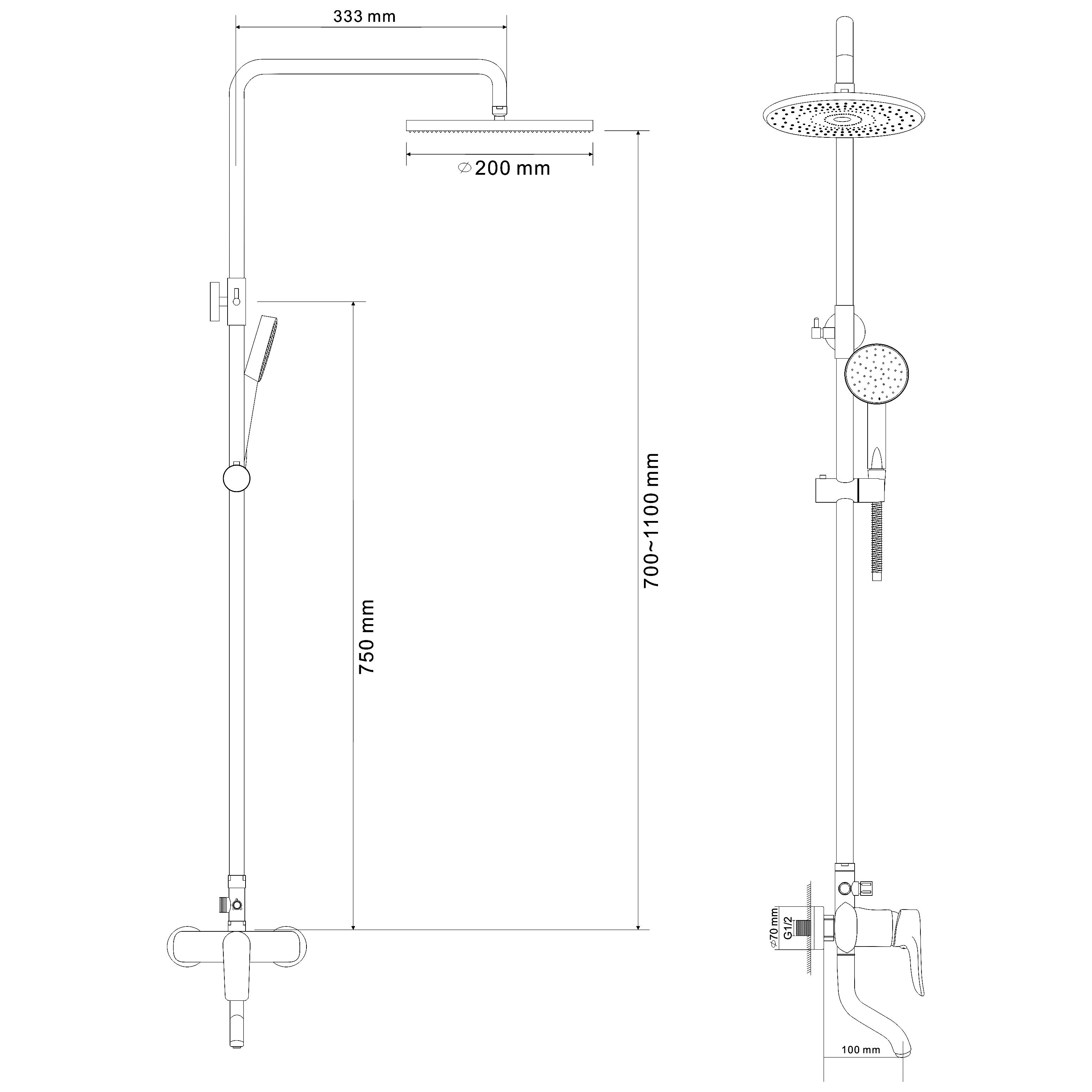 Душова система із змішувачем RJ Tulip RSZ081-3 Хром (73343) - фото 2