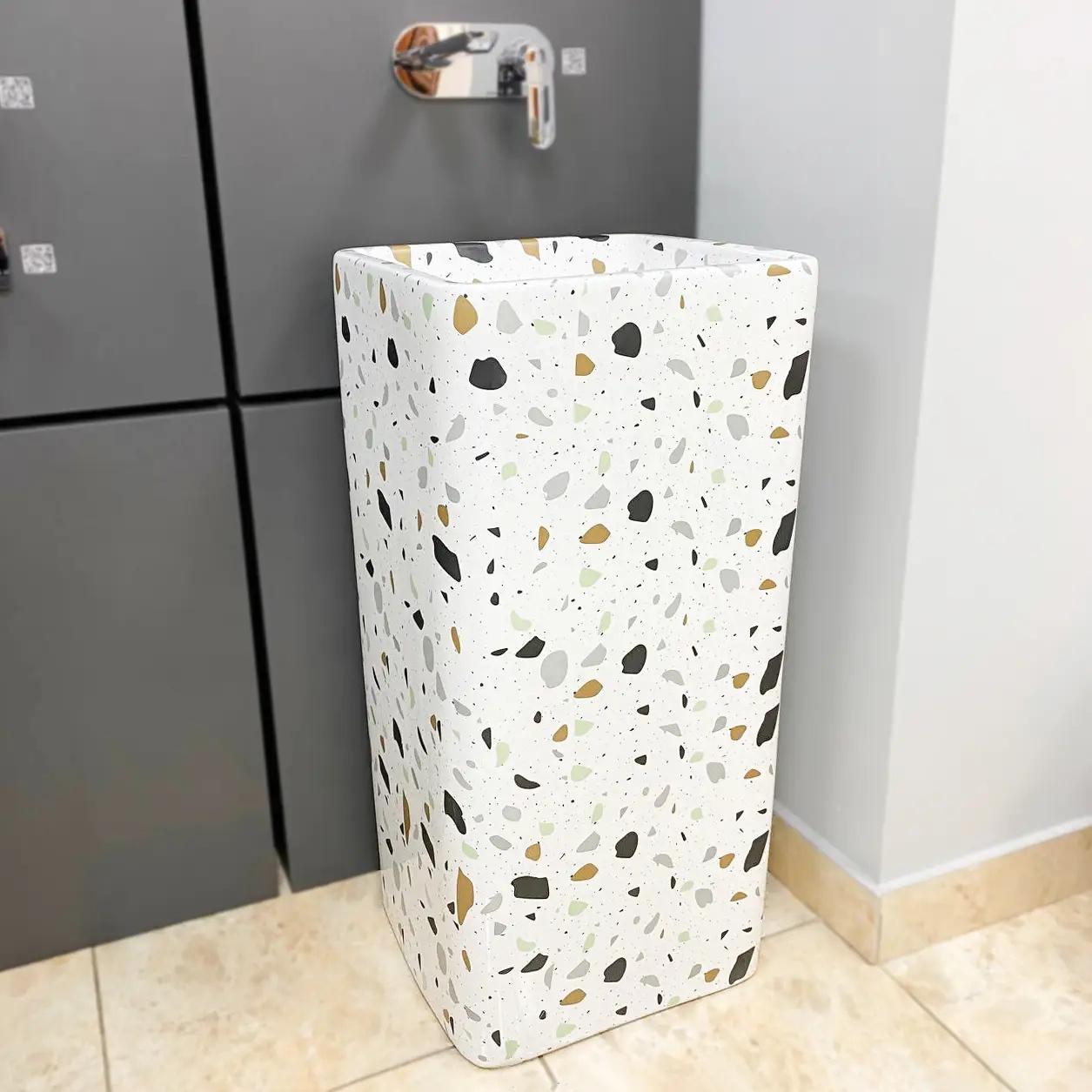 Умывальник напольный VBI Lukka TERAZZO Glossy квадратный 400x400 мм Белый (RM-VBI-019009) - фото 3 Умывальник напольный VBI Lukka TERAZZO Glossy квадратный 400x400 мм Белый (RM-VBI-019009) - фото 3