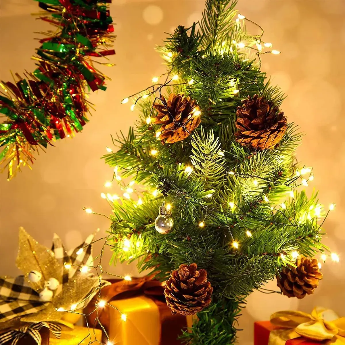 Гірлянда Роса від мережі 50 м 1500 LED пульт Теплий білий/Зелений провід (30874563) - фото 5