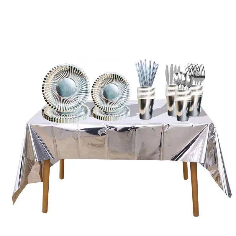 Скатерть клеенка из фольги 270x100 см Серебристый (35712) - фото 7 Скатерть клеенка из фольги 270x100 см Серебристый (35712) - фото 7