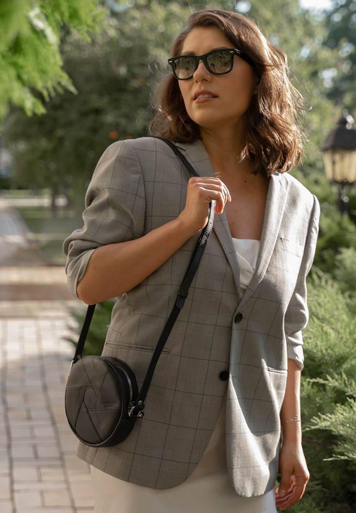 Жіноча сумка шкіряна кругла Бон-Бон Krast Чорний (A-026598)