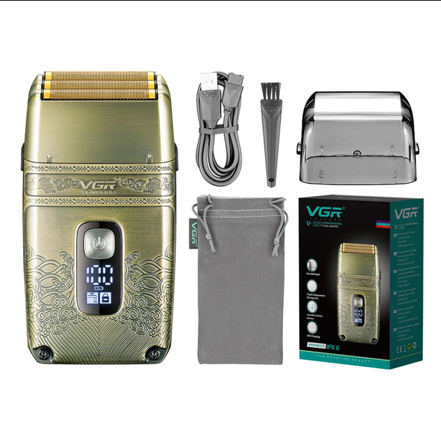Шейвер VGR V-335 3 сітки акумулятор 700 mAh LED індикатор/вологозахист IPX6 (ML-04914)