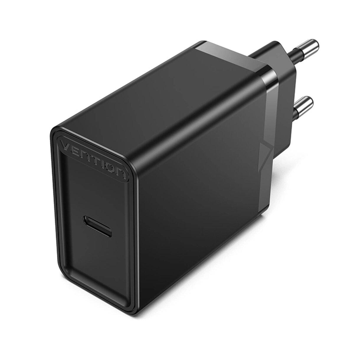 Зарядний пристрій мережевий Vention 1-port USB-C Wall Charger 20 W EU-Plug Black (588719)