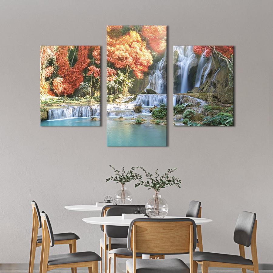 Модульная картина на холсте Триптих Восхитительный лесной водопад 141x90 см (587-32)