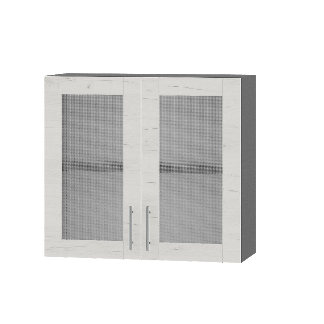 Шкаф верхний Эверест Оптима модуль Верх витрина ВВ10-800 80х30х72 см Дуб крафт белый/Антрацит (06236)