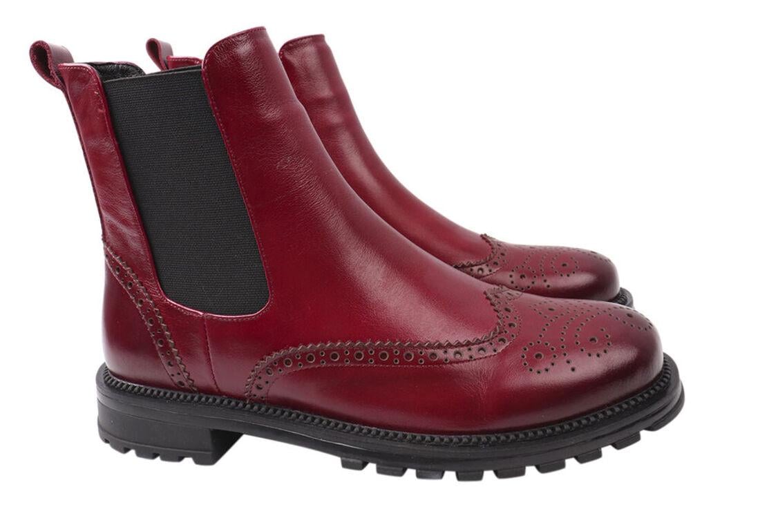 Ботинки женские Farinni из кожи на низком ходу р. 36 Бордовый (127-21DHC)