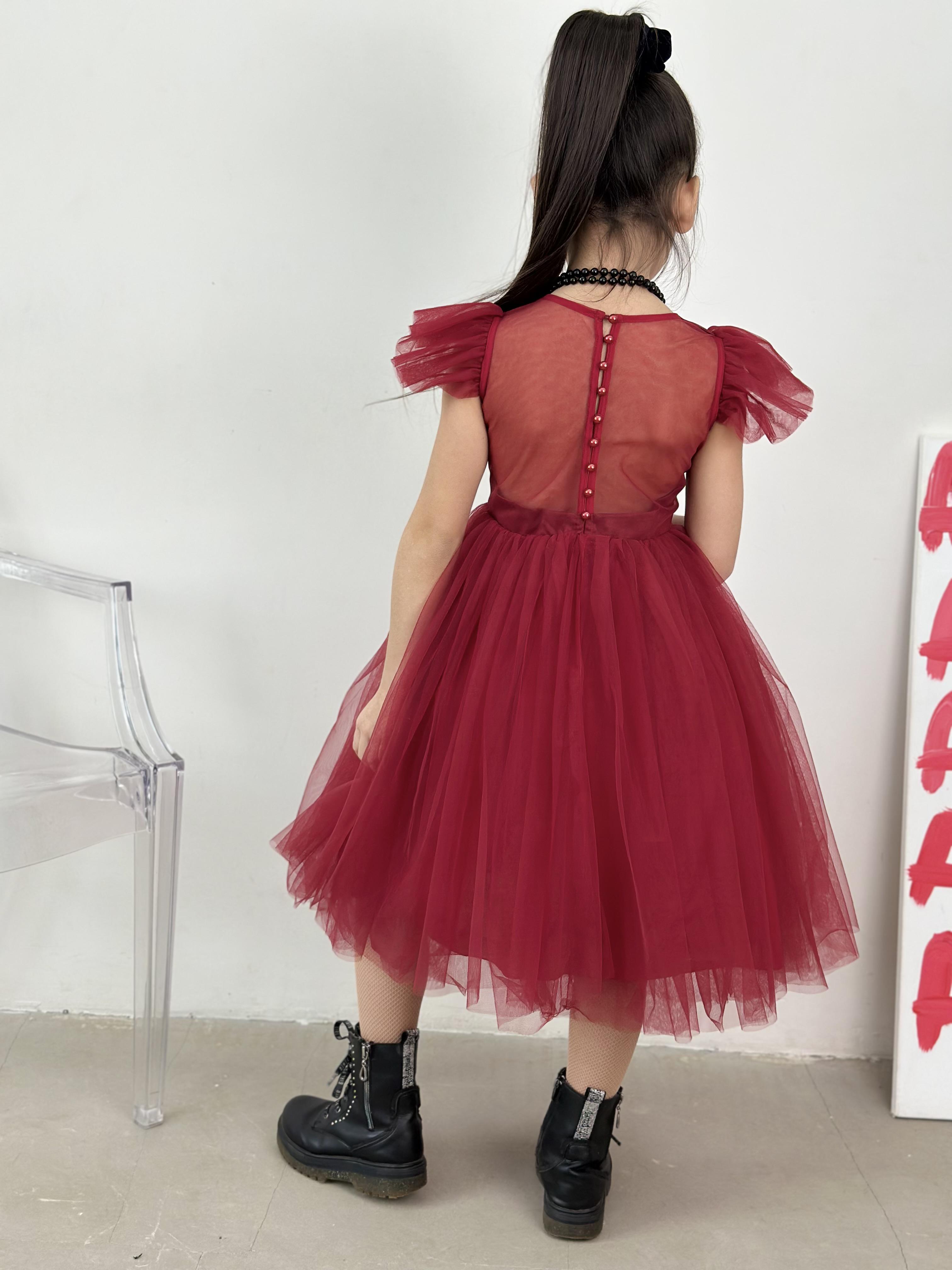 Платье очаровательное для девочек KatyKids Полина из фатина 140 см Винно-красный (11037060910) - фото 3 Платье очаровательное для девочек KatyKids Полина из фатина 140 см Винно-красный (11037060910) - фото 3
