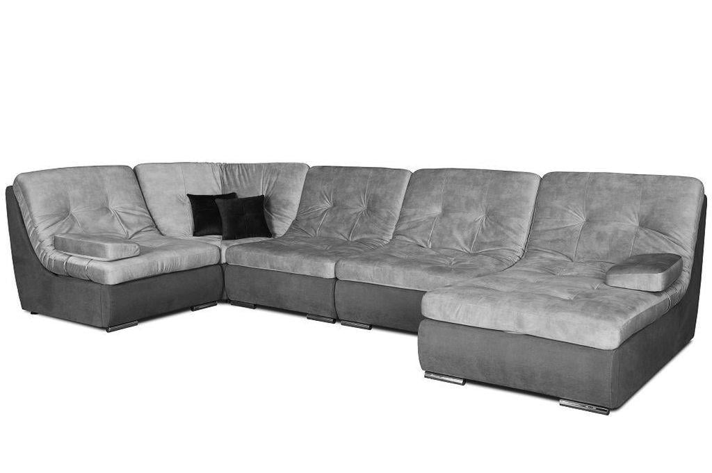 Диван нераскладной угловой модульный Вуди Сити с подлокотниками дерево/ламинированная ДСП/ткань Темно-серый/Серый