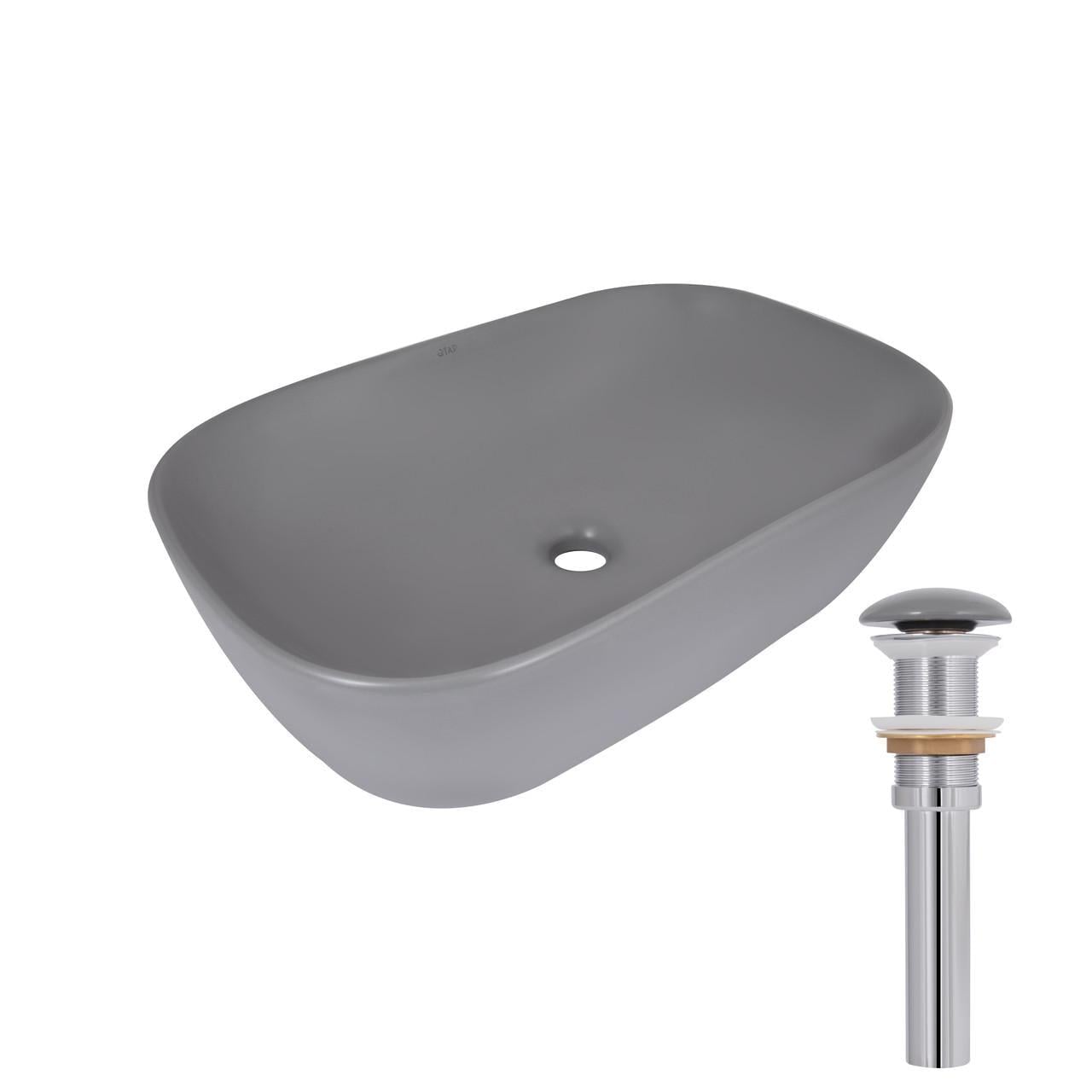 Раковина накладная Qtap Robin 600x390x150 мм прямоугольная с донным клапаном (QTROB188SG49786)