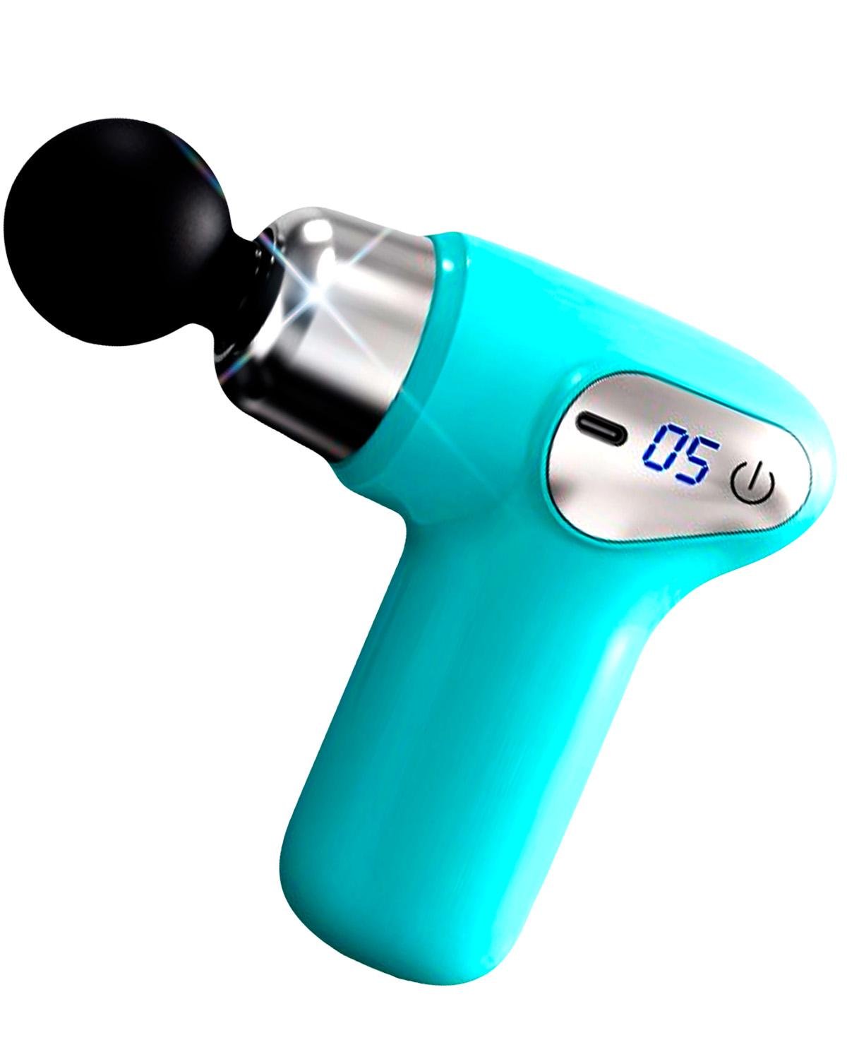 Електромасажер для тіла BRS перкусійний 4 насадки/з LED-дисплеєм Blue (552916995)