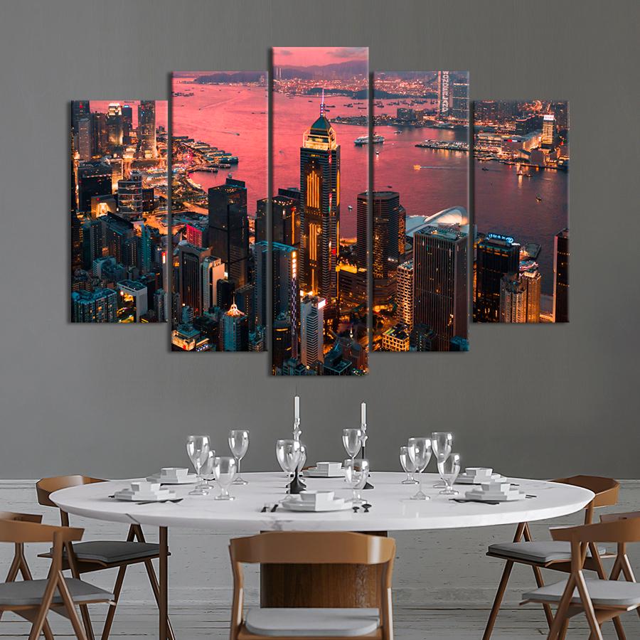 Картина міста Вогні хмарочосів у мегаполісі 187x119 см (A619-5)