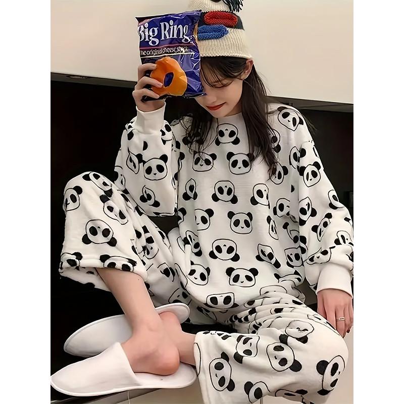 Піжама жіноча тепла Lesko Panda сорочка з довгим рукавом та штанами 2XL Білий (2426818161) - фото 4 Піжама жіноча тепла Lesko Panda сорочка з довгим рукавом та штанами 2XL Білий (2426818161) - фото 4