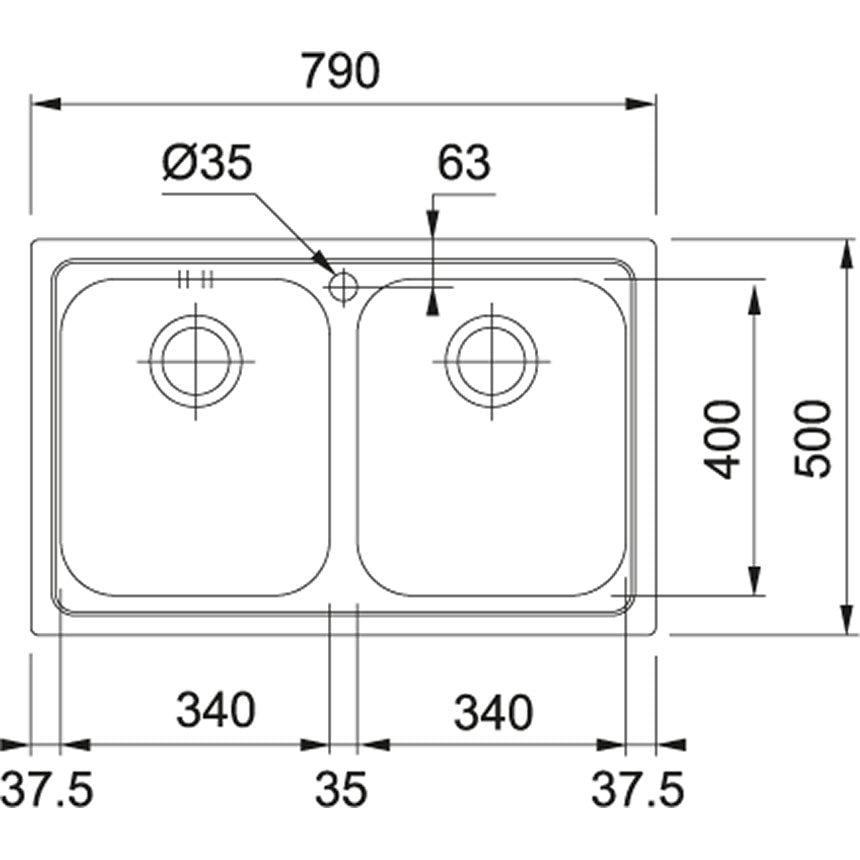 Мойка для кухни Franke Logica Line LLL 620-79 101.0381.839 врезная из декорированной нержавеющей стали (5980754) - фото 2