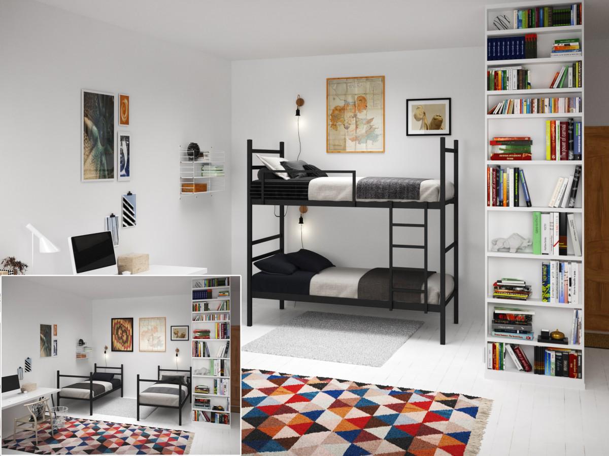 Ліжко-трансформер Лідс двоярусне металеве 2000х800 мм (1129897)