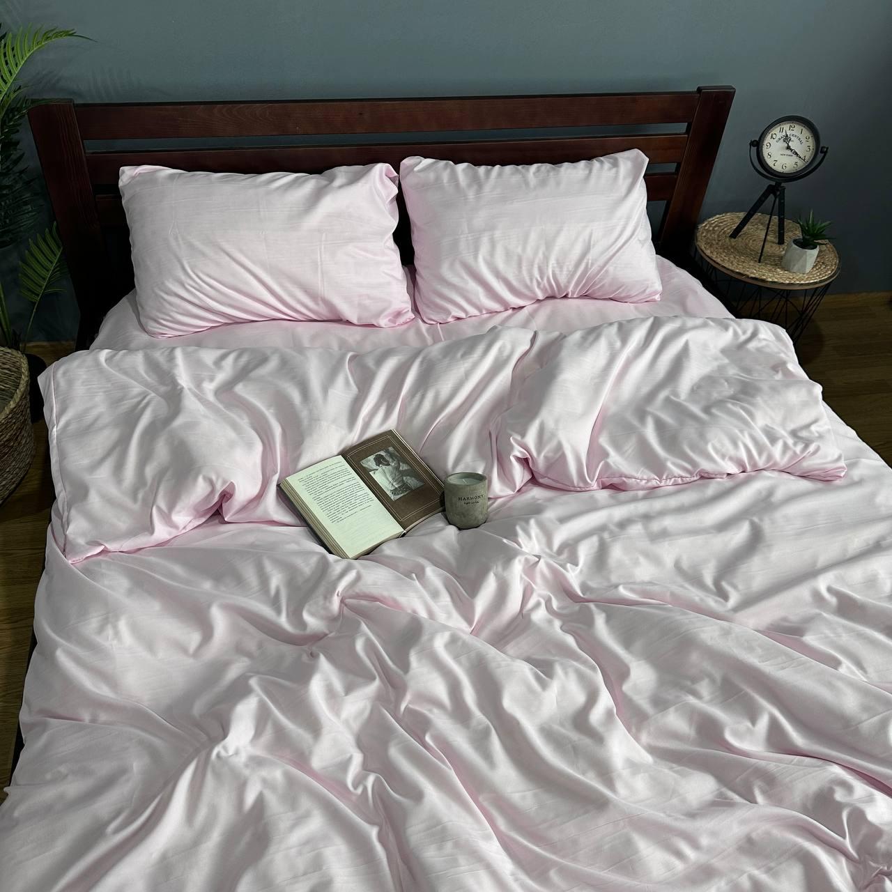 Комплект постельного белья однотонный полисатин полуторный 150х220/70х70 см Пудровый (26500072) - фото 3