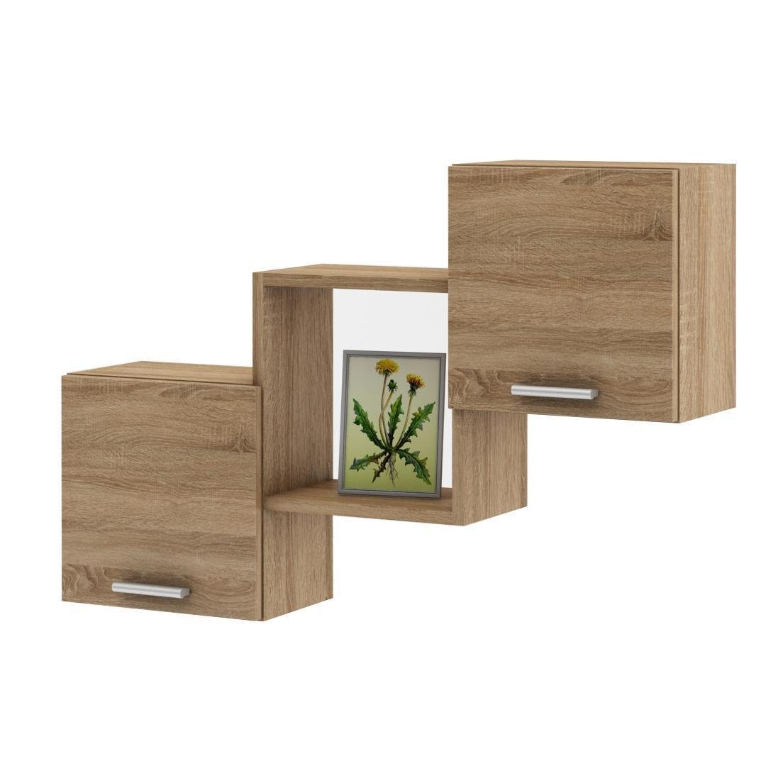 Полка навесная с фасадами Kub-3 868х584х200 мм Дуб сонома (MPKub-3Ф-2)